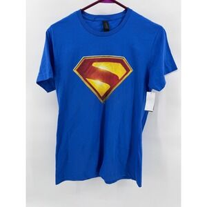 Superman Gildan Softstyle Blue Graphic Print Short Sleeve T-Shirt Women's XL